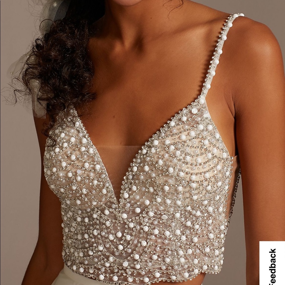 NWT pearl and rhinestone crop top